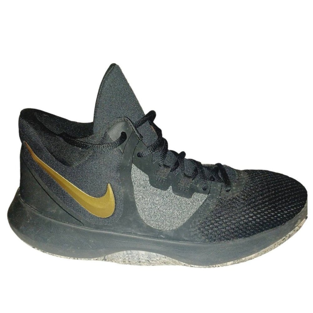 Nike Air Precision 2 Mens Basketball Shoes (12, Blk MTLC Gold Wht)